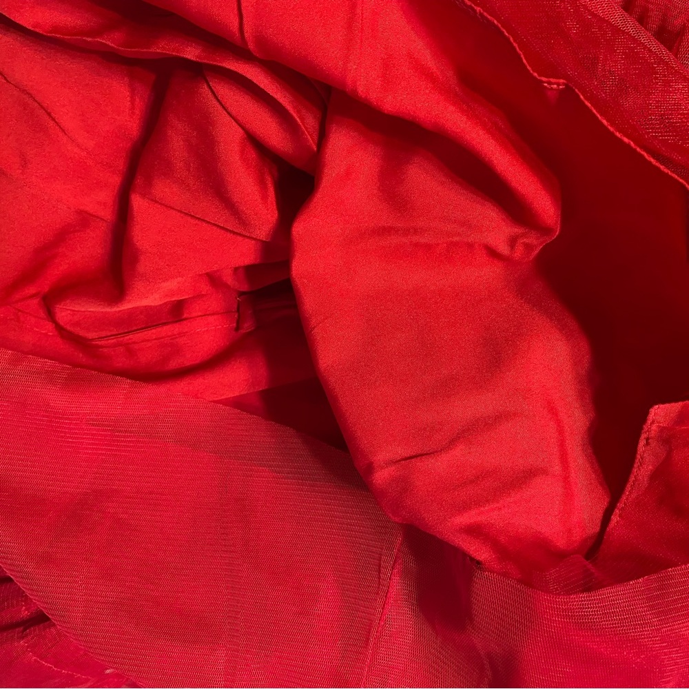 Red Ruffled Tulle Dress - Picture 4 of 5